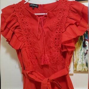 Red butterfly shoulder dress